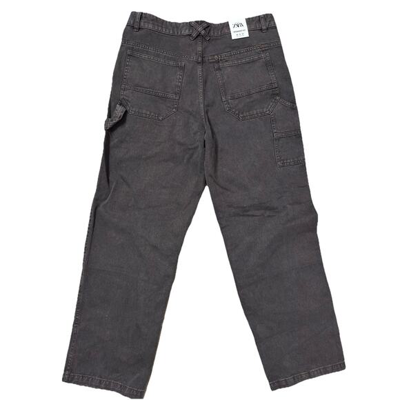 Zara Men's Five Pockets Straight Fit Wash Effect Jeans EJ2 Charcoal Size US: 31 - Picture 5 of 7